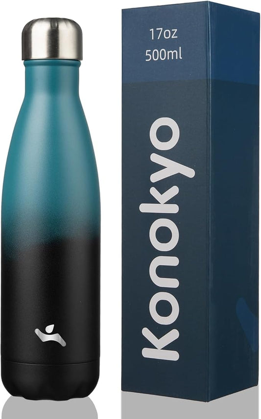 Insulated Water Bottles,17 oz Double Wall Stainless Steel Vacumm Metal Flask for Sports Travel,Indigo Black