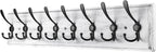 Coat Rack Wall Mount, Wooden Heavy Duty Coat Rack for Wall,8 Triple Coat Hanger Hooks for Hanging Coats,Jacket,Hat,Clothes (Grey White, 8 Hooks)