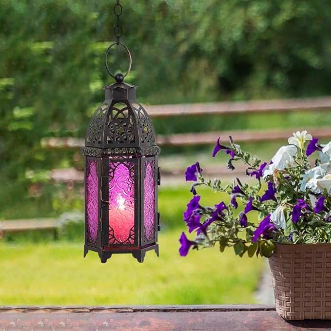 NEEDOMO Halloween Decorations,11'' Moroccan Lanterns Decorative Indoor & Outdoor, Vintage Christmas Candle Holder, Metal Lanterns Decorative, Table, Patio, Porch, Shelf, Christmas Spring Home Decor