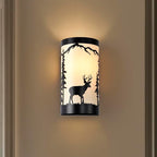 Wall Sconces Set of Two,Deer Cream White Parchment Rustic Wall Sconces,Farmhouse Black Sconce Light,Industrial Metal Indoor Wall Light Fixtures,Wall Lamps for Bedroom,Living Room,Hallway