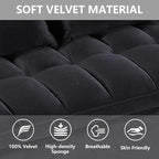 3 in 1 Convertible Sleeper Sofa Bed,Futon Loveseat Couch with Pull-Out Bed & Adjustable Backrest,Velvet Fabric Sofa with Side Pocket for Small Apartment, Living Room, Office (Black)