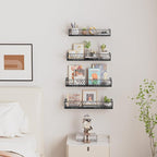 Floating Shelves for Wall Set of 4, Different Sizes Mounted Wood Floating Shelf, Wall Shelves for Living Room,Bedroom, Bathroom, Kitchen, Farmhouse Decor, Office