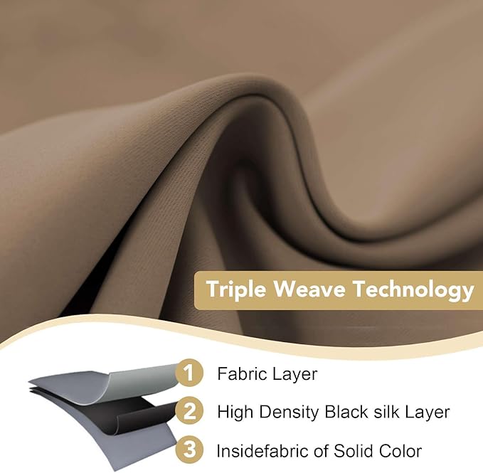 H.VERSAILTEX Ultra Soft Microfiber Thermal Insulated Antique Copper Grommet Blackout Curtains/Window Treatment Draperies 52 by 72 - Inch for Living Room/Bedroom, Set of 2 - Macchiato