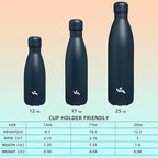 Insulated Water Bottles,12 oz Double Wall Stainless Steel Vacumm Metal Flask for Sports Travel, Navy Blue