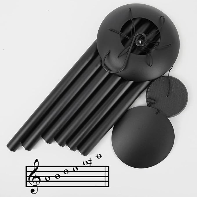 ASTARIN Outdoor Memorial Wind Chimes, 36 in with 6 Heavy Tubes, Deep Tone for Garden Hanging Decor, Sympathy Gifts. Black