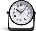 Analog Alarm Clock, Silent Non-Ticking Quartz Movement, Battery-Operated with Snooze & On-Demand Light, Easy to Set Gentle Wake Bedside Desk Clock, Ideal for Home, Travel, Office (Black)