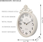 Abdurey Small French Retro Decorative Wall Clock, Ivory White Vintage Oval Style,Silent Battery Operated Boho Decor Wall Clocks for Farmhouse,Kitchen,Bedroom,Bathroom(10.4" H x 6.7" W)