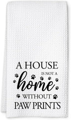 Dog Hand Towel, A House is Not a Home Without Paw Prints, Waffle Weave Microfiber Pet Kitchen Towel, Cute Decor for Dog Lovers