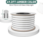 GZBtech Flexible LED Neon Rope Lights 50FT,AC 110-120V Waterproof Strip Light, 120 LEDs/M Cuttable Connectable Neon Lighting for Indoor Outdoor Home Decor/Commercial Building Use-Amber 15M