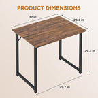 PayLessHere | 32 Inch Computer Desk | Brown | Office Desk with Metal Frame, Adjustable Feet | Water-Resistant, Scratchproof Surface | Sturdy Writing Table for Home Office or Study | Pack of 1