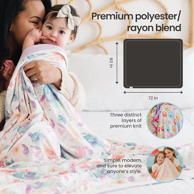 Copper Pearl Jumbo 3-Layer Blanket: Soft Quilt for Boys and Girls | Breathable, Cozy, Toddler Blanket | Newborn Baby Quilt | 46x46 Premium Polyester/Rayon | Cutie