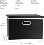 PRANDOM Large Foldable Storage Boxes with Lids [3-Pack] Fabric Collapsible Storage Bins Organizer Containers Baskets Cube with Cover for Home Bedroom Closet Office Nursery Black(17.7x11.8x11.8)