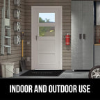 GORILLA GRIP 100% Waterproof All-Season WeatherMax Doormat, US Designed Natural Rubber, Stain and Fade Resistant, Low Profile Indoor Outdoor Door Mats, Easy Clean Patio Mat, 17x29, Black Welcome
