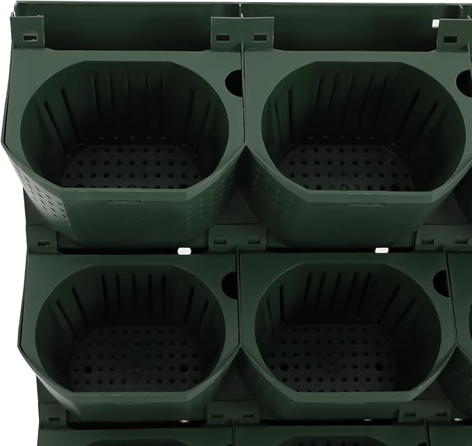 36 Pockets Hanging Planter Bags, Vertical Wall Mounted Plant Planting Grow Bags, Stackable Wall Planter with Timer, Self Watering Hanging Planters for Outdoor Indoor Garden-Green