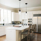 Modern Black Farmhouse Clear Glass Cylinder Pendant Light Fixture,Island Lights for Kitchen,Mini Pendant Lighting for Kitchen Island Decor - 4.75 Inch Shade, 2-58 Inch Cord(1 Pack)