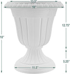PL00CP Classic Traditional Plastic Urn Planter, 16" x 18", Brushed Copper