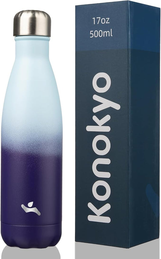Insulated Water Bottles,17 oz Double Wall Stainless Steel Vacumm Metal Flask for Sports Travel,Ocean Dream