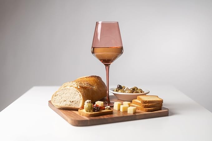 Saludi Original Dark Rose Wine Glasses, 16.5oz (Set of 6) Stemmed Single Color Red Barbie Glass - Great for All Wine Types and Occasions or Gifts - Luxury, Durable, Hand-Blown