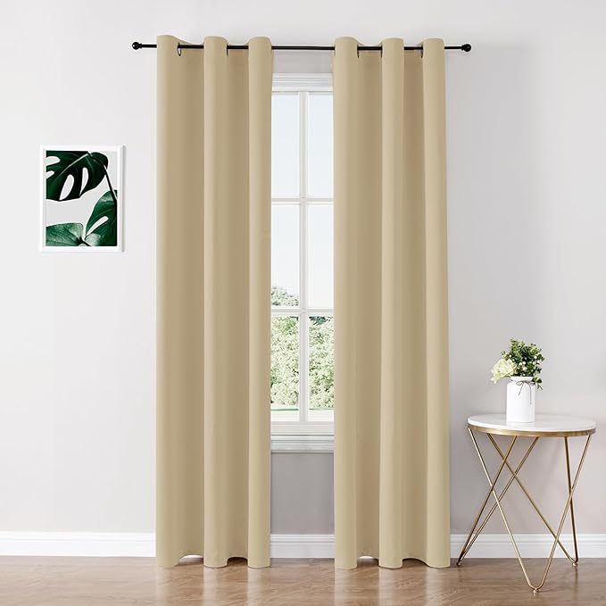 ChrisDowa Blackout Curtains 72 inches Long for Bedroom - 2 Panels Set Grommet Thermal Insulated Room Darkening Curtains for Living Room (Biscotti Beige, 42 x 72 Inch)