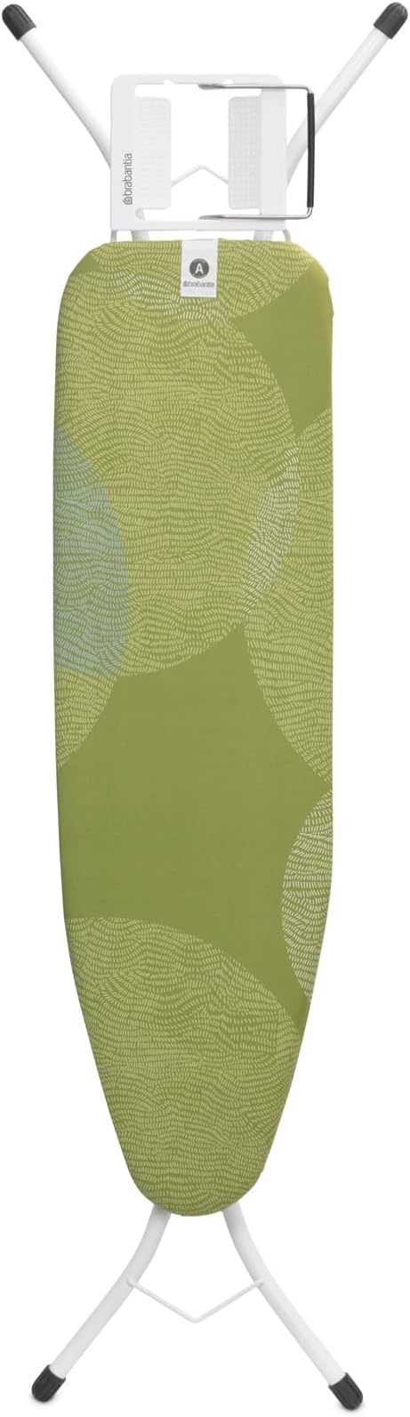 Brabantia Size A Compact Small Ironing Board (43x12 in) 7 Height Options, Adjustable Steam Iron Rest Holder (Calm Rustle) Non-Slip Feet, Anti-Collapse Child Locks