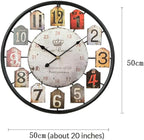 Large Wall Clock Separate Retro Dial Decorative Silent Non Ticking 20 Inch Big Vintage Farmhouse Clocks for Living Room,Black Metal Frame