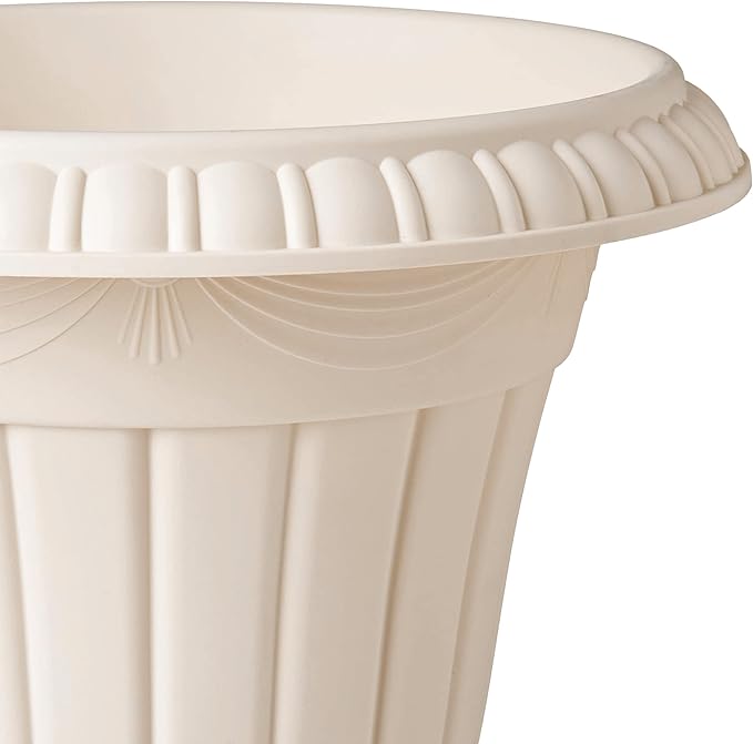 PL10BG Classic Traditional Plastic Urn Planter Indoor/Outdoor 15" x 13", Beige