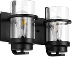 Bathroom Vanity Light Fixtures,2 Light Bathroom Vanity Lights,Black Farmhouse Sconce Over Mirror(Bulbs not Included)