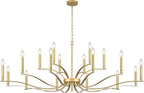 18 Light Gold Living Room Chandelier High Ceiling Foyer Candle Chandelier Large Modern Brass 59in Metal Chandeliers Hanging Light for Master Bedroom Dining Room Light Fixture Over Table
