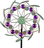 Viveta Outdoor Wind Spinners, 13" Metal Wind Sculpture with Stable Stake, Double-Sided Windmill,Wind Spinner for Yard and Garden