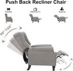 EBELLO Pushback Recliner Chair, Fabric Armchair Push Back Recliner with Rivet Decoration, Mid Century Wingback Accent Chair for Living Room, Bedroom, Grey
