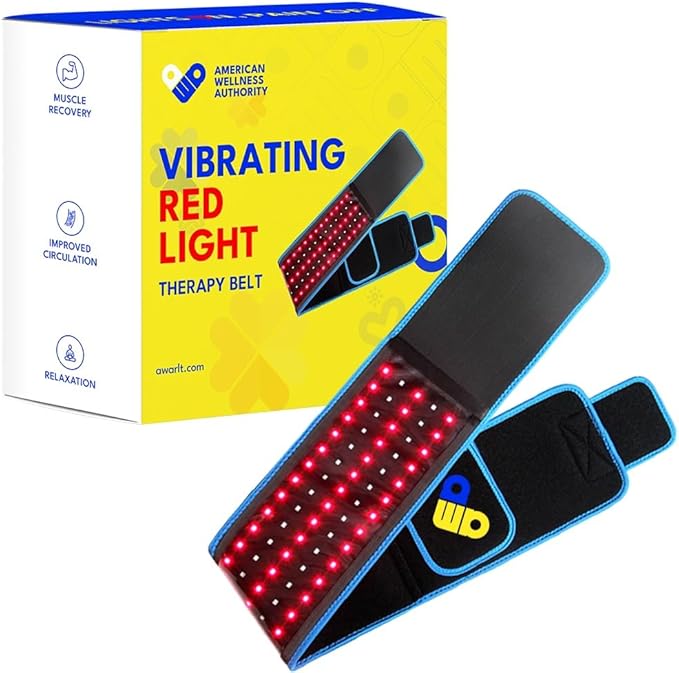 Red Light Therapy Belt with 126 High-Intensity LEDs for Targeted Relief, 660nm & 850nm Infrared Light, Heat and Vibration for Back, Waist, and Muscle Recovery, FSA HSA Eligible