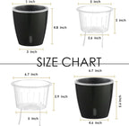 Self-Watering Pots for Indoor Plants, 6-Pack 6.7'' Self Watering Planter with Drainage Holes, Small African Violet Pots with Water Indicator, Clear Wick Pot, Black
