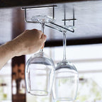 Soro Essentials- 10" Glass Hanging Stemware Rack Chrome Plated Set of 2- Wine Glass Hangers Under Shelf Cabinet Wire Wine Holder Storage Hanger for Cabinet Kitchen Bar or Home