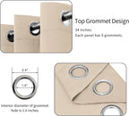 Easy-Going Blackout Curtains for Bedroom, Solid Thermal Insulated Grommet and Noise Reduction Window Drapes, Room Darkening Curtains for Living Room, 2 Panels (34x72 in, Beige)