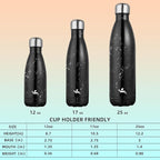 Insulated Water Bottles,12 oz Double Wall Stainless Steel Vacumm Metal Flask for Sports Travel,Marble Midnight