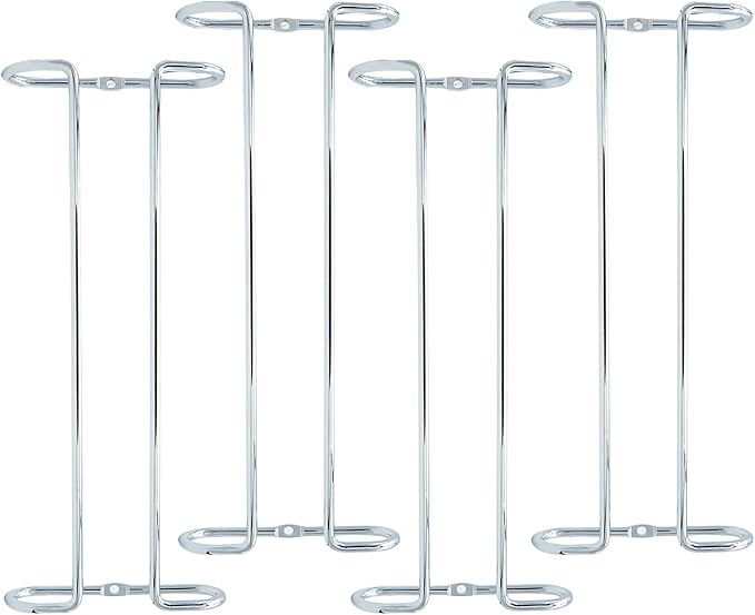 10 Inch Wine Glass Rack Under Cabinet Shelf Stemware Storage Hanging Hanger Organizer Glasses Holder with Drying Under Counter Metal for Kitchen and Bar Set of 2 Silver