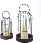 PHOSPHOR Rustic Farmhouse Decor Lantern Set of 2 Modern Farmhouse Decorative Indoor for Kitchen Fireplace Centerpiece Table Dinning Living Room