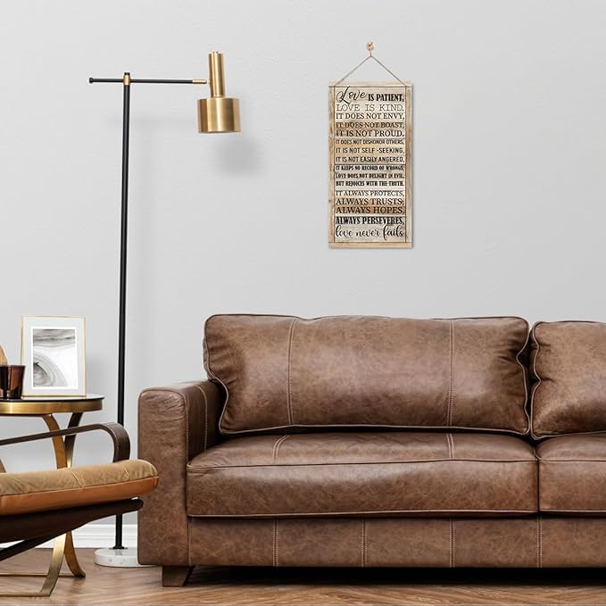 1 Corinthians 13:4-8 Inspirational Hanging Wood Decor Sign, Printed Wood Sign, Love is Patient, Love is Kind Quote, Hanging Bible Verses Woods Wall Signs, Rustic Home Decor Signs, Christian Gift E1