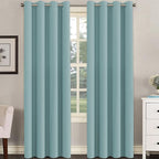 H.VERSAILTEX Blackout Window Treatment Curtains/Panels, Thermal Insulated Room Darkening Solid Grommet Drapes for Bedroom/Living Room Window (52 Inch by 108 Inch, Mineral Blue, Set of 2)