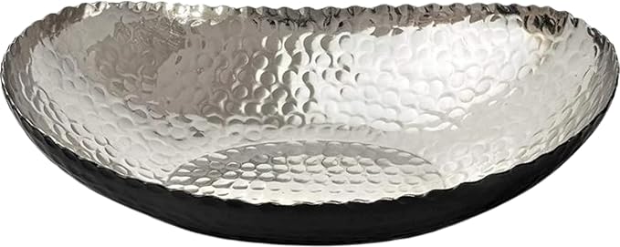 Monarch Abode Hand Hammered Decorative Bowl for Home Decor, 12.75-Inch Black and Nickel Plated – Key Bowl for Entryway Table, Catch All, Decorative Fruit Basin, Key Holder, Bowls for Home Decor