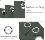 Easy-Going Blackout Curtains for Bedroom, Solid Thermal Insulated Grommet and Noise Reduction Window Drapes, Room Darkening Curtains for Living Room, 2 Panels(42x63 in, Greyish Green)