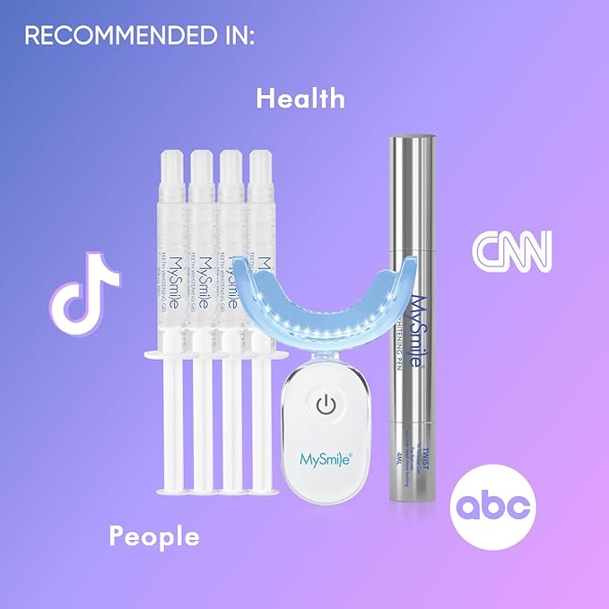 MySmile Deluxe 10 Min Teeth Whitening Kit with 28 LED Light, 35% Carbamide Peroxide Teeth Whitening Gel, Helps Remove Years of Stains from Coffee, Soda, Wines, Smoking, Food