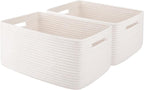 OIAHOMY Storage Basket for Shelves, Closet Cube Storage Bins Baskets for Clothes Blanket Towels, Baby Nursery, Toy Baskets Box, Woven Rope Basket, 15.75*11.81*7.09 IN, 2 Packs White
