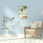 LURENCZH Tropical Beach Canvas Wall Art Seaside Palm Tree Picture Wall Decor Ocean Scenery Painting Prints for Bathroom Decor Framed(Beach-3,28.00" x 42.00")