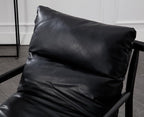 Modern Sling Accent Chairs Set of 2 - Black PU Leather Upholstered