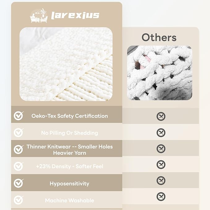 Chunky Knit Blanket - Luxury Soft Cozy 40 * 50 Throw Blanket,100% Woven Blanket Rope Knot Throw Blanket for Couch, Sofa, Home Decor, Gift - Machine Washable（Milk White）