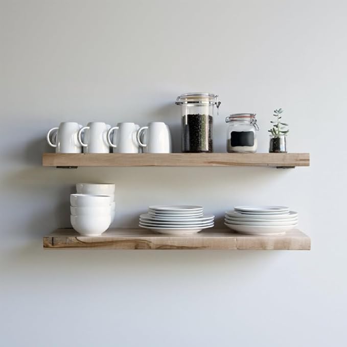 Urban Legacy Deep Floating Shelves | Wormy Maple with Furniture Grade Clear Coat | Low Profile Brackets | Set of 2 (24" x 11" x 2")