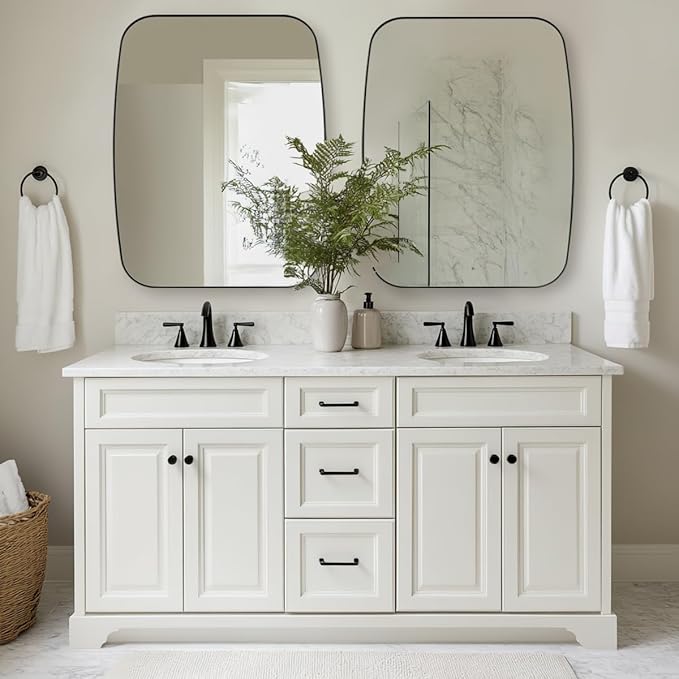 ANDY STAR Black Oblong Mirror, 36x48 Inch Black Oval Mirror for Bathroom with Stainless Steel Metal Frame, Wall Mouned for Bathroom, Living Room, Entryway