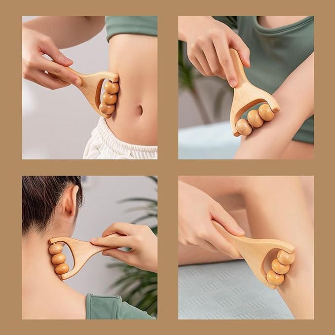 Relax Massage Ball Roller,Multi Functional Handheld Wooden Total Body Massager, Wooden Roller Massager Tool,1 Pieces.