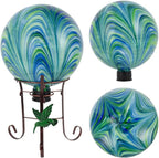 10" Diameter Gazing Ball with 8.5" Metal Stand Indoor Outdoor Glass Globe Sphere Festive Decor Yard Ornament Gazing Balls for Garden,Home,Lawn,Patio,Porch,Birthday Gift for Women(Green)